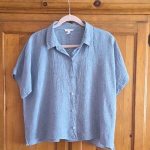 Eileen Fisher Casual Blue Button Down Shirt